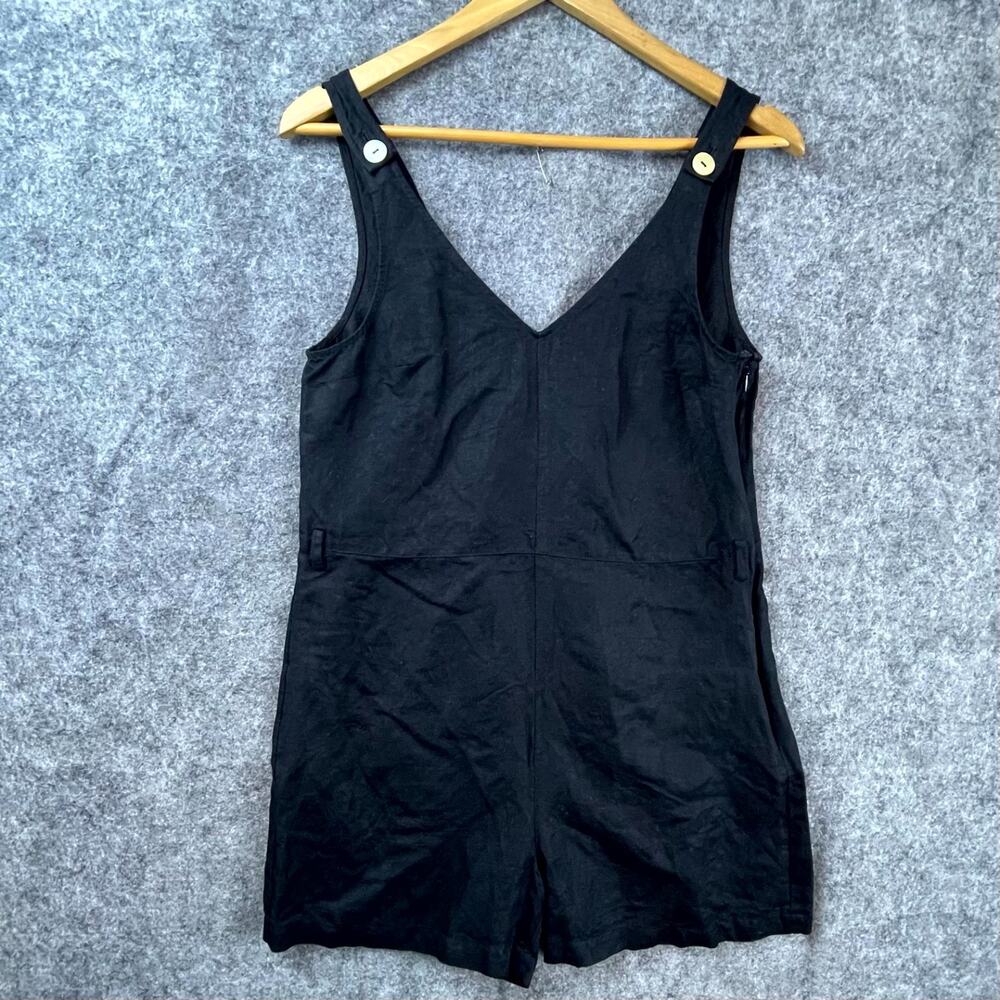 & Other Stories Atelier Romper Womens 4 Black Linen Blend Neutral Layer Summery
